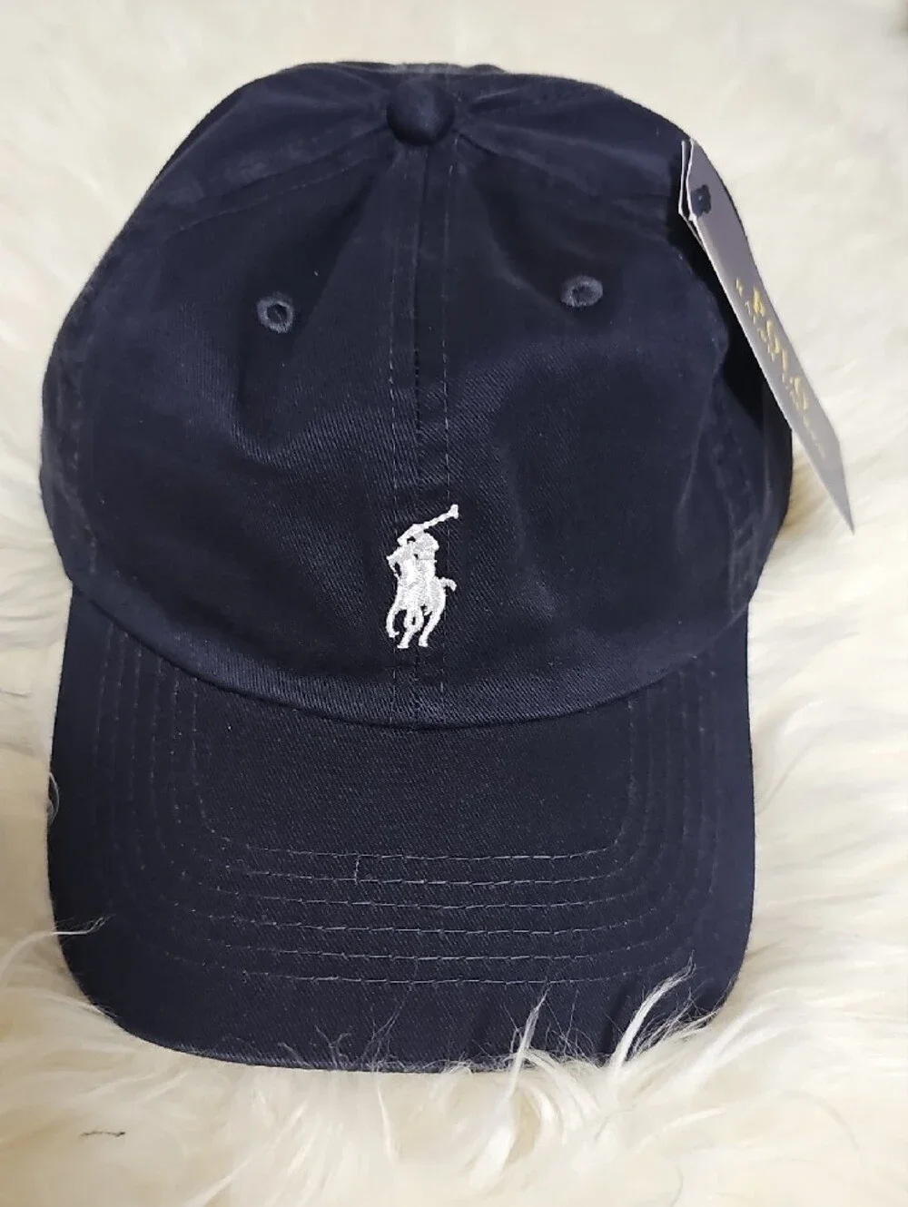 Polo by Ralph Lauren Navy Blue Baseball Cap with White Pony Logo